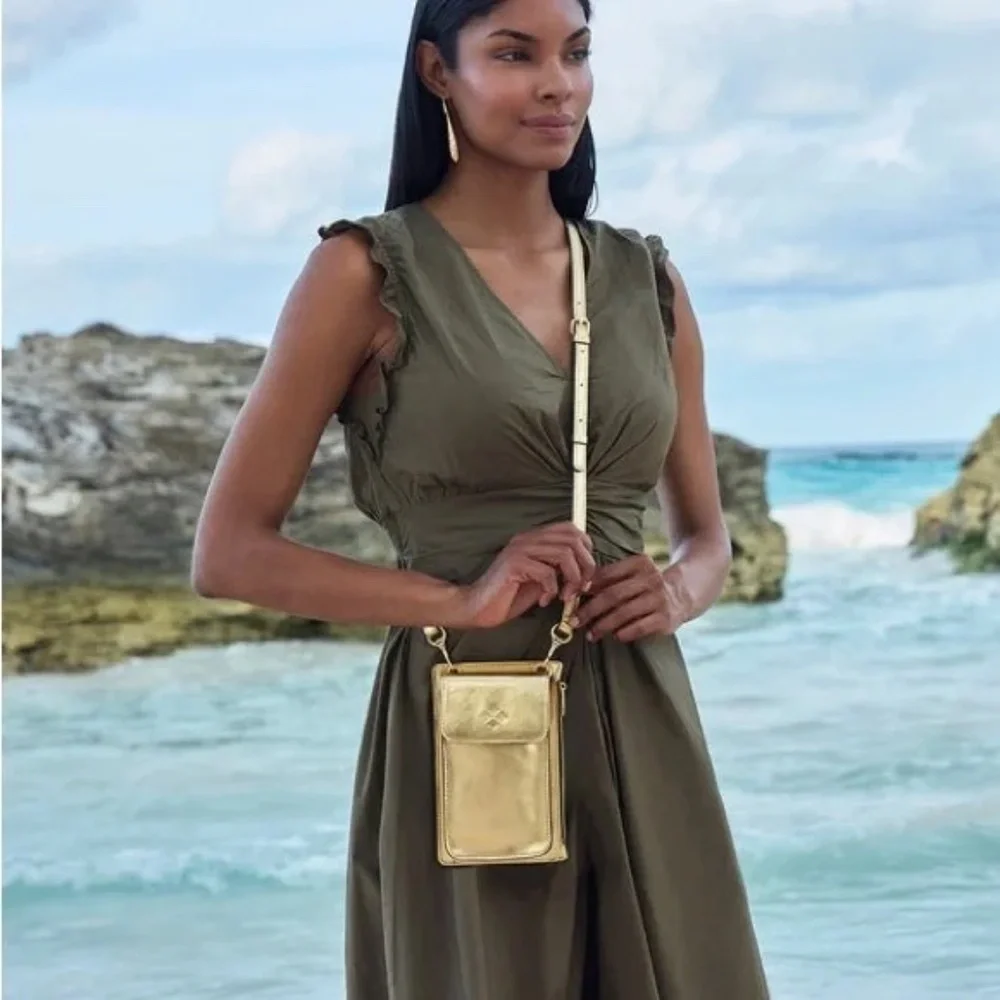 Patricia Nash Chiavella Phone Crossbody Leather Bag in Greek Gold RFID Security - Picture 2 of 12